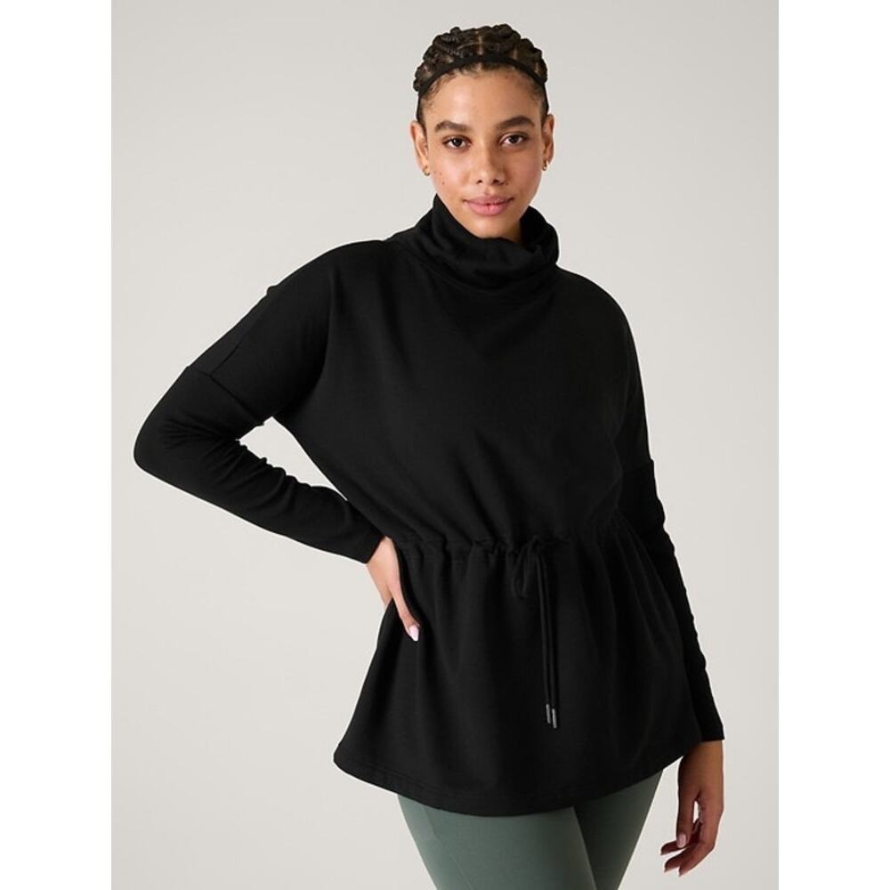 🧺 5 for $25 Sale Athleta Balance Cinch Sweatshirt XS Black Turtleneck Pullover